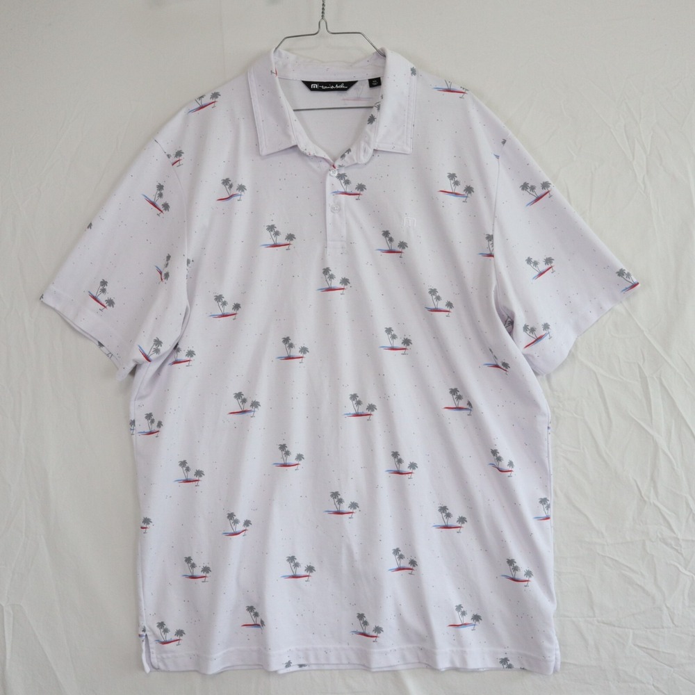 Travis Mathew Polo Shirt Mens 2XL XXL Performance Golf Palm Tree Short Sleeve